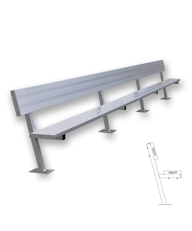 Jaypro Sports Player Bench with Seat Back - 21 ft. - Surface Mount | PB - 10SM PB-10SM - Play and Sync