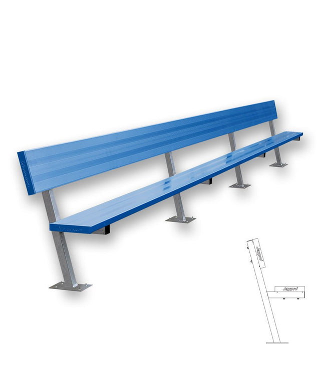 Jaypro Sports Player Bench with Seat Back - 21 ft. - Surface Mount (Powder Coated) | PB - 10SMPC PB-10SMPC - Play and Sync
