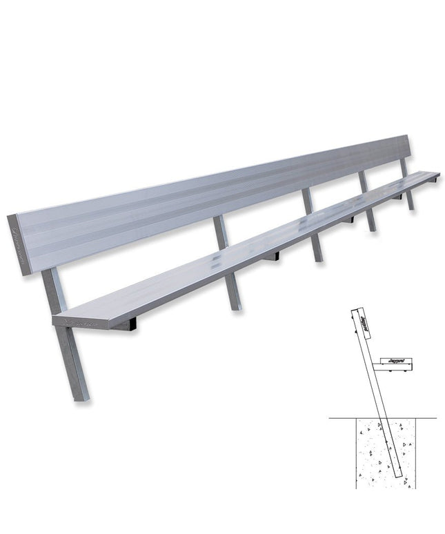 Jaypro Sports Player Bench with Seat Back - 27 ft. - In - Ground | PB - 90PI PB-90PI - Play and Sync