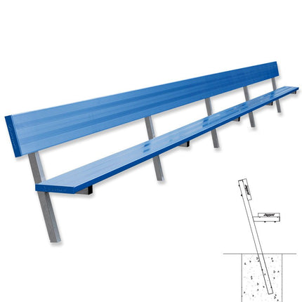 Jaypro Sports Player Bench with Seat Back - 27 ft. - In - Ground (Powder Coated) | PB - 90PIPC PB-90PIPC - Play and Sync