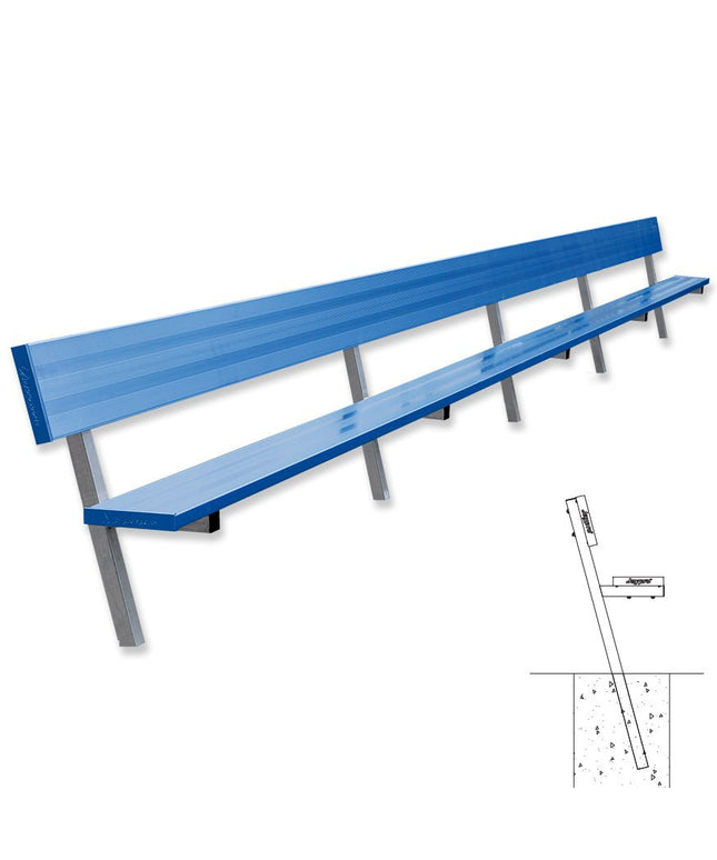 Jaypro Sports Player Bench with Seat Back - 27 ft. - In - Ground (Powder Coated) | PB - 90PIPC PB-90PIPC - Play and Sync