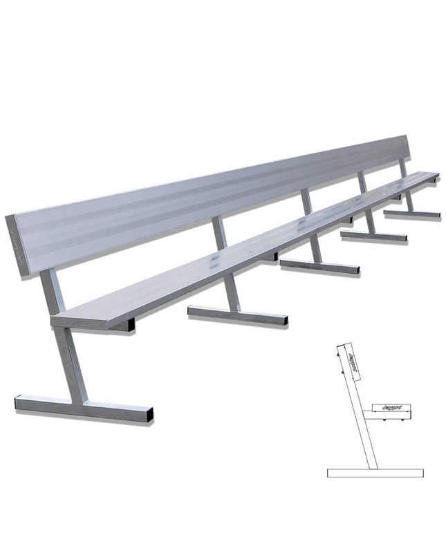 Jaypro Sports Player Bench with Seat Back - 27 ft. - Portable | PB - 90 PB-90 - Play and Sync