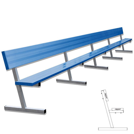 Jaypro Sports Player Bench with Seat Back - 27 ft. - Portable (Powder Coated) | PB - 90PC PB-90PC - Play and Sync