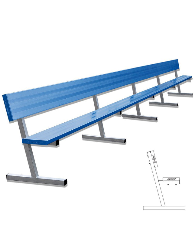 Jaypro Sports Player Bench with Seat Back - 27 ft. - Portable (Powder Coated) | PB - 90PC PB-90PC - Play and Sync