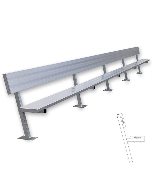 Jaypro Sports Player Bench with Seat Back - 27 ft. - Surface Mount | PB - 90SM PB-90SM - Play and Sync