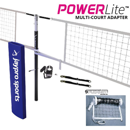 Jaypro Sports PowerLite Volleyball Net Center Upright System (3 in. Floor Sleeve) - NFHS, NCAA, USVBA Compliant | PVBC - 650 PVBC-650 - Play and Sync