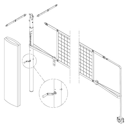 Jaypro Sports PowerLite Volleyball Net Center Upright System (3 in. Floor Sleeve) - NFHS, NCAA, USVBA Compliant | PVBC - 650 PVBC-650 - Play and Sync
