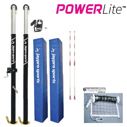 Jaypro Sports PowerLite Volleyball System (3 in. Floor Sleeve) - NFHS, NCAA, USVBA Compliant | PVB - 6500 PVB-6500 - Play and Sync