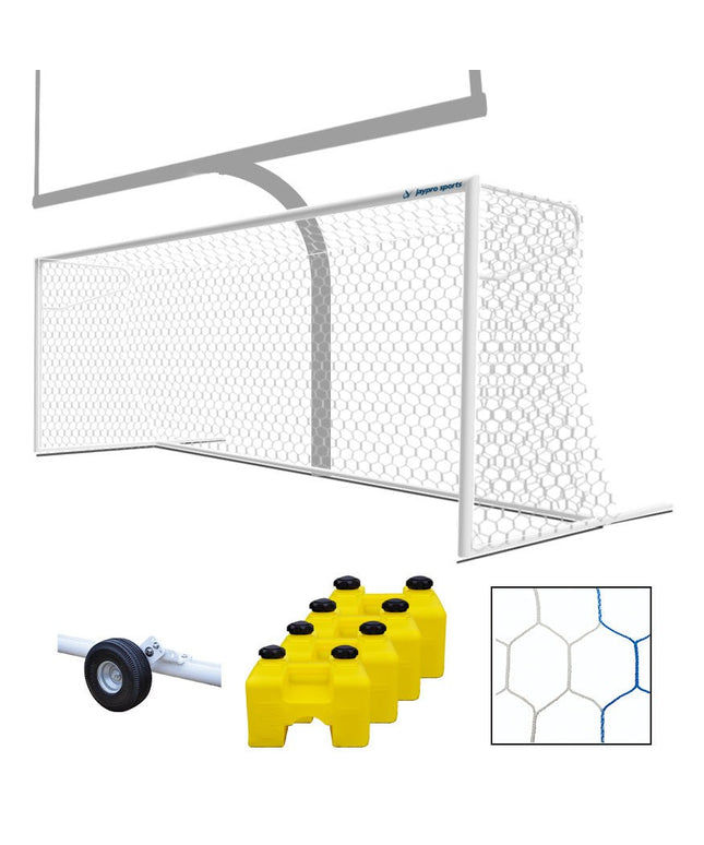 Jaypro Sports Soccer Goals - Nova Premier Adjustable Goal Package (8 ft.H x 24 ft.W x 4 ft.B x 10 ft.D) - NCAA, NFHS, FIFA, and ASTM Compliant (White) | SGP - 600AXPKG SGP-600AXPKG - Play and Sync