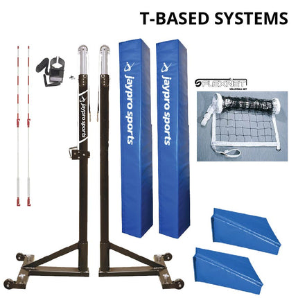 Jaypro Sports T - Base - Competition Volleyball Net System (FeatherLite (Pin - Stop Height Adjust) Upright) - NFHS, NCAA, USVBA Compliant | PVB - 2500 PVB-2500 - Play and Sync