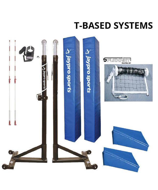 Jaypro Sports T - Base - Competition Volleyball Net System (FeatherLite (Pin - Stop Height Adjust) Upright) - NFHS, NCAA, USVBA Compliant | PVB - 2500 PVB-2500 - Play and Sync