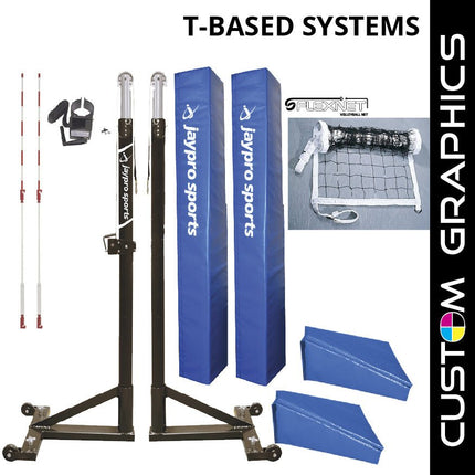 Jaypro Sports T - Base - Competition Volleyball Net System with Custom Graphics (FeatherLite (Pin - Stop Height Adjust) Upright) - NFHS, NCAA, USVBA Compliant | PVB - 2500DX PVB-2500DX - Play and Sync