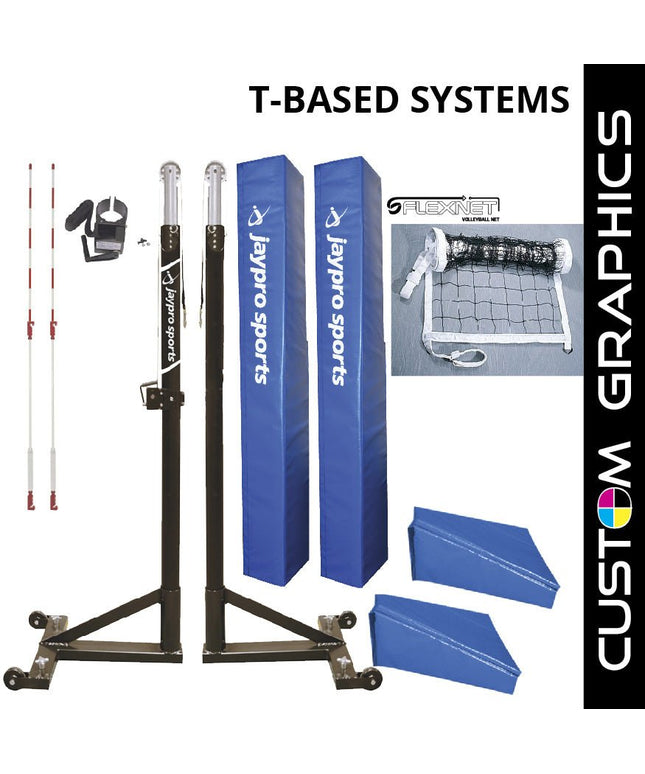 Jaypro Sports T - Base - Competition Volleyball Net System with Custom Graphics (FeatherLite (Pin - Stop Height Adjust) Upright) - NFHS, NCAA, USVBA Compliant | PVB - 2500DX PVB-2500DX - Play and Sync