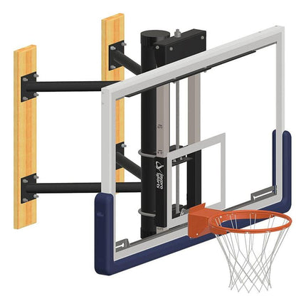 Jaypro Wall - Mounted Shooting Station (Indoor) 72 in. Glass Backboard w/ Height Adjuster WMWH WMWH - Play and Sync