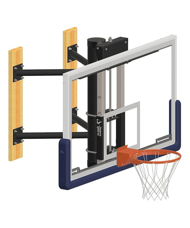 Jaypro Wall - Mounted Shooting Station (Indoor) 72 in. Glass Backboard w/ Height Adjuster WMWH WMWH - Play and Sync