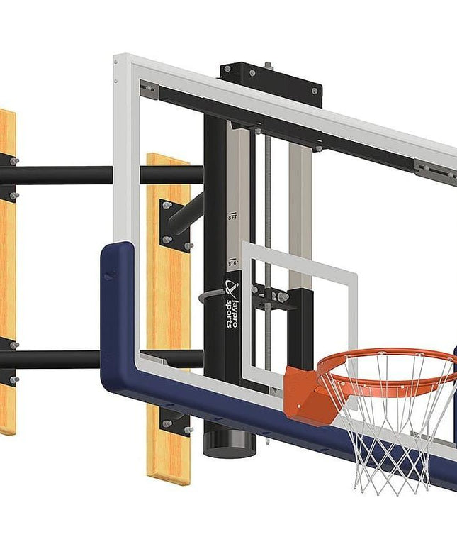 Jaypro Wall - Mounted Shooting Station (Indoor) 72 in. Glass Backboard w/ Height Adjuster WMWH WMWH - Play and Sync