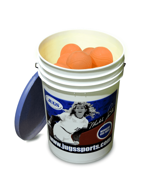JUGS Sports Bucket of Low Impact, Multi - Use Practice Softballs B4025 B4025 - Play and Sync