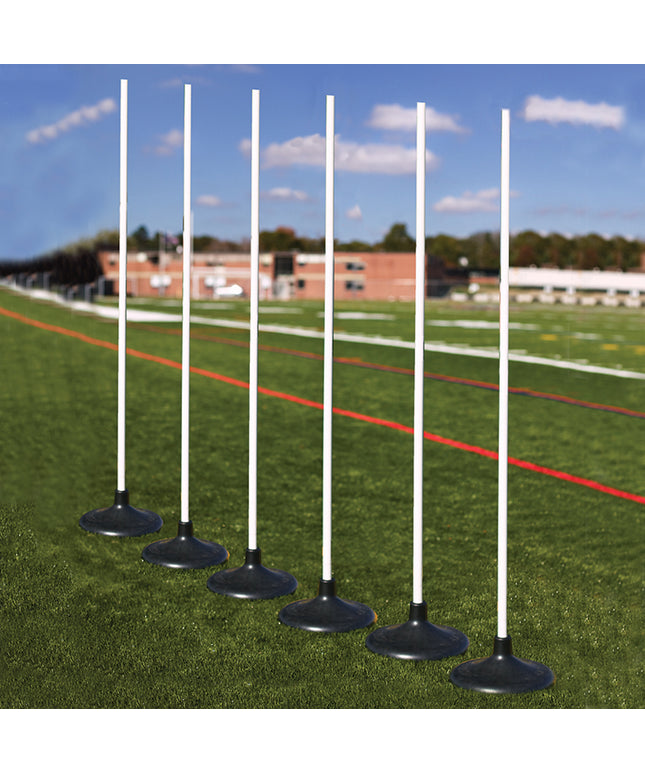 Jaypro Sports Coaching Sticks Premium with Rubber Base Set of 6 RBCS-6 - Play and Sync
