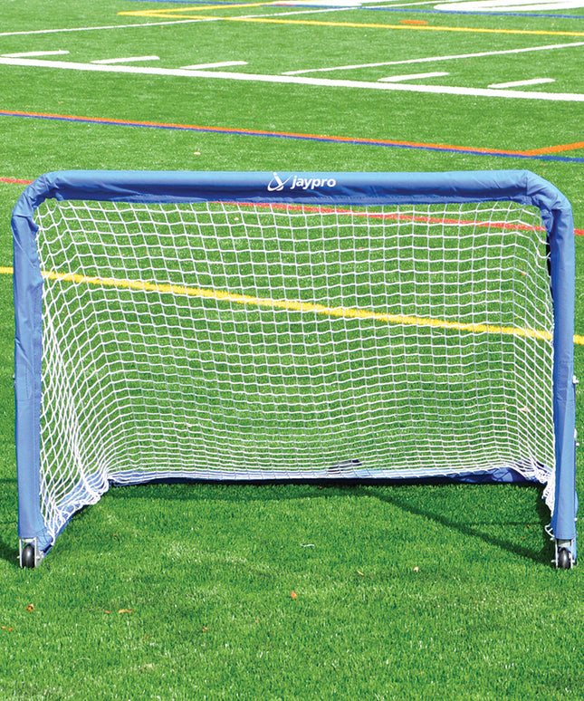 Jaypro Sports Replacement Net Soccer Training Goal Medium Goal Runner  (3 ft.H x 4 ft.W) (White with Blue Sleeve) STG-34N - Play and Sync