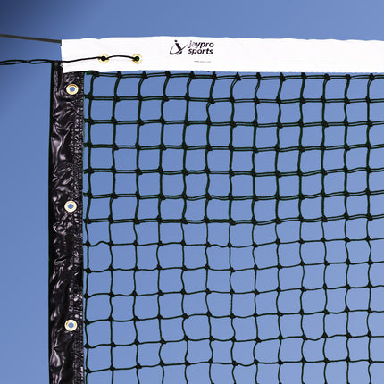 Jaypro Sports Tournament Tennis Net (1-7/8 in. Sq. - 3mm Polyethylene Knotted Mesh) - Tennis Net (42 ft.L x 42 in.H) (Black) TTN-3 - Play and Sync