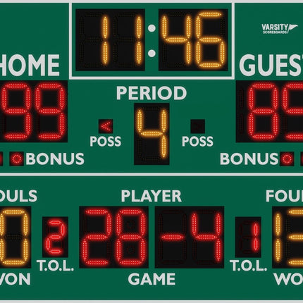 Varsity Scoreboards 2240 Basketball/Multisport Scoreboard 2240-22 - Play and Sync